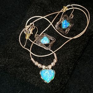 Silver Necklace and Earrings Set